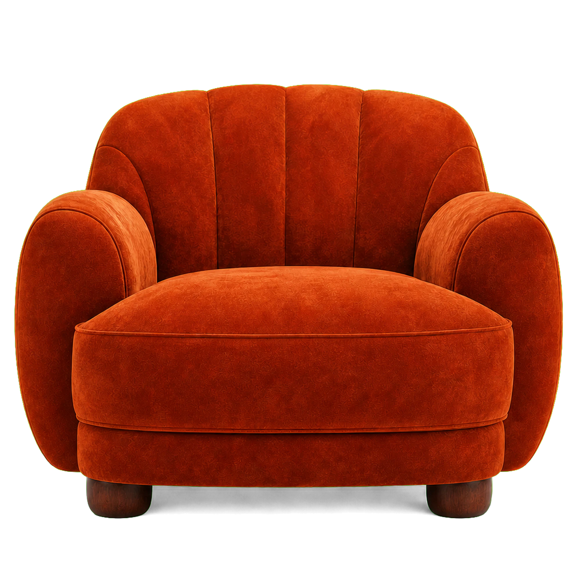 Poltrona club in velluto arancio bruciato